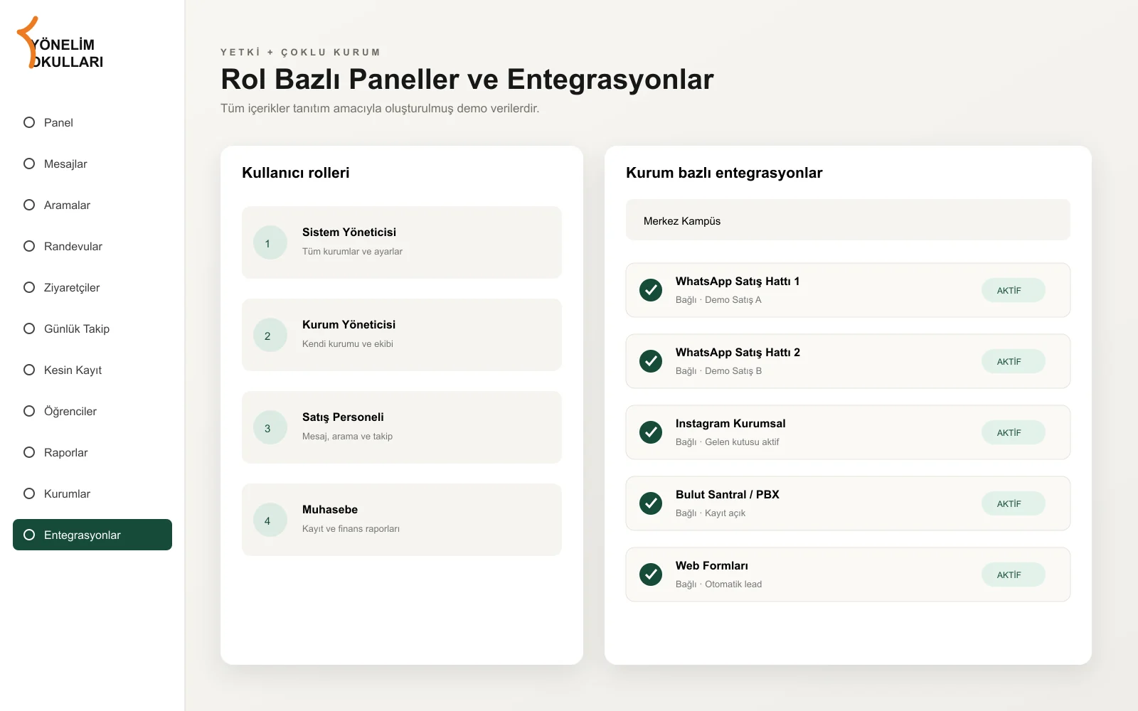 Her ekip için doğru çalışma alanı. — demo arayüz